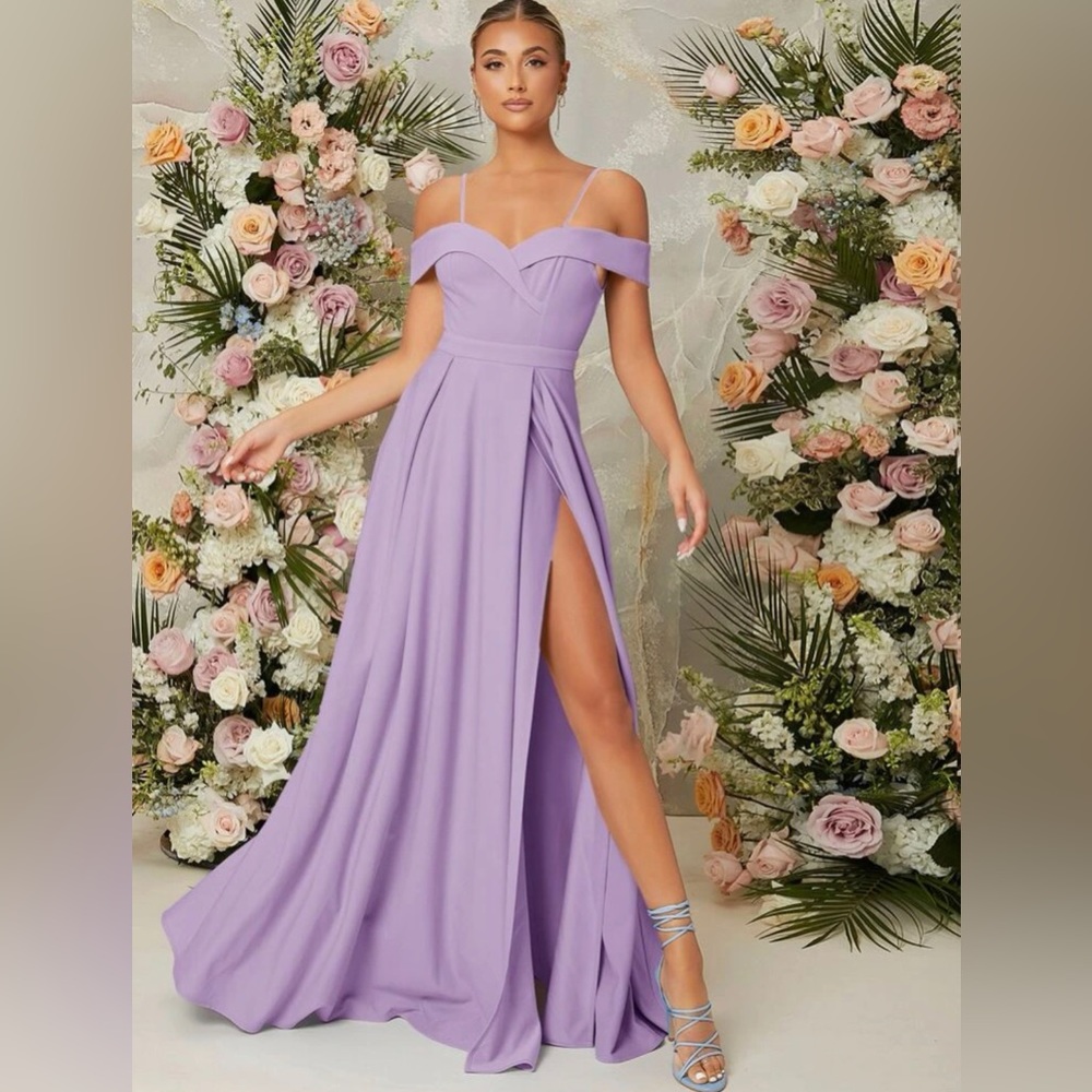 SHEIN Belle Cold Shoulder Split Thigh Dress